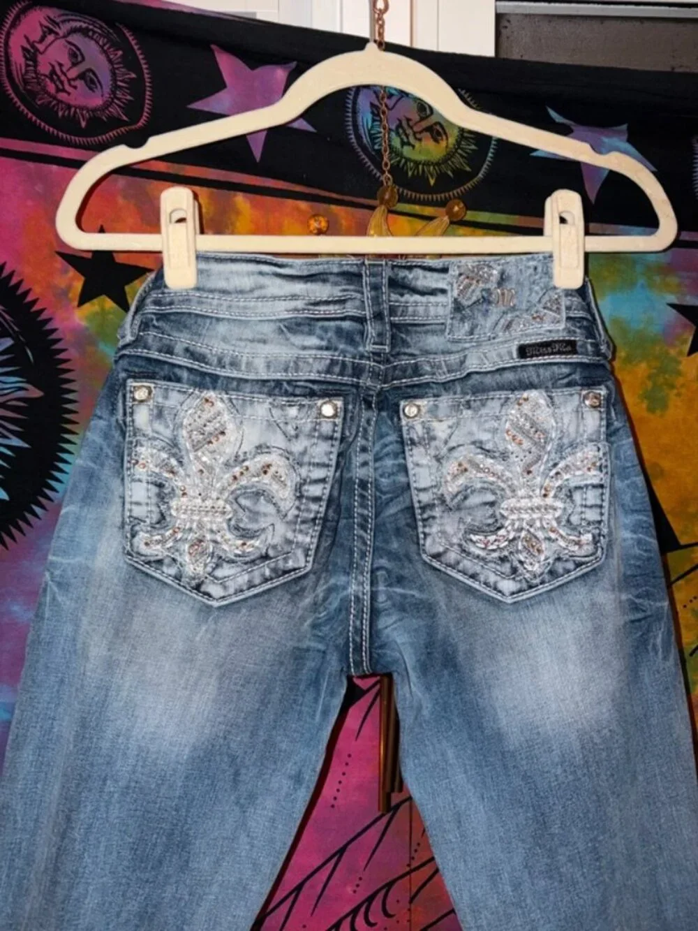 Miss Me Blue Bootcut Denim Jeans w/ Bedazzled Pockets